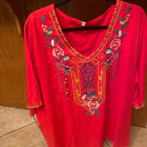 Women’s plus size Mexican embroidered top